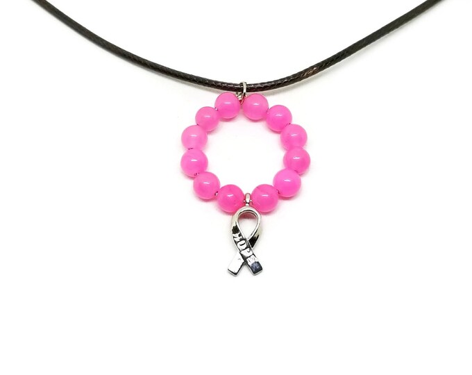 Breast Cancer Awareness Necklace, Pink Ribbon Jewelry, Awareness Ribbon Jewelry, Cancer Awareness, Pink Ribbon Necklace, Gift for Her