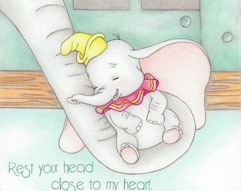 ON SALE Dumbo art print - Dumbo nursery art, print, decor, disney