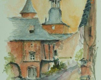 COLLONGES LA red watercolor on paper