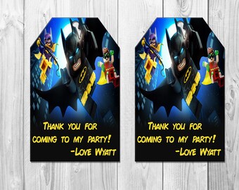 Lego Batman Birthday Party Favor Tags, Lego Batman Favor Tags, Lego Batman Thank You Card
