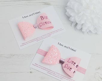 Big sister little sister bow set, big sister gifts, little sister gifts, sister outfit, big sis little sis, sister accessories, sister set