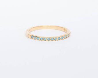 Turquoise eternity band gold ring - stacking ring - eternity ring - tiny gold ring - boho ring - silver ring 925 - minimal jewelry - C16794