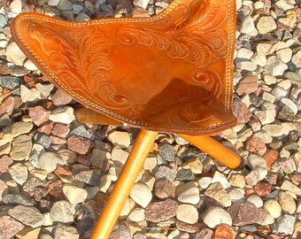 Vintage Leather Saddle Stool Childrens Chair ****1940's-1950's******** Top Grain Leather