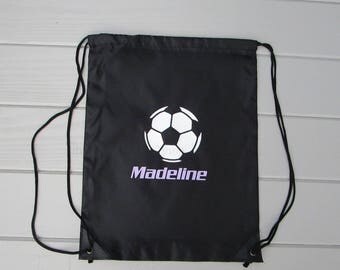 Soccer Ball Design Drawstring Bags / Personalized Drawstring Bags / Monogrammed Drawstring Bags / Personalized Cinch Bags / Monogrammed Sack
