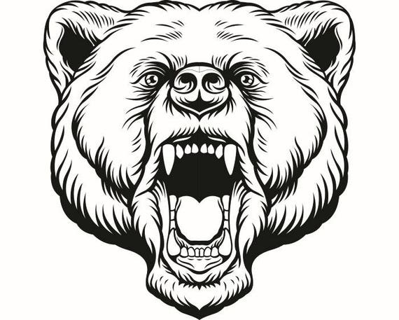 Grizzly Bear 11 Head Face Animal Growling Mascot .SVG .EPS