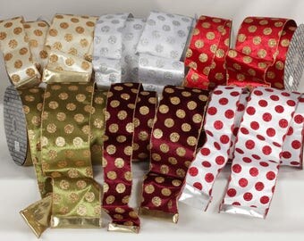 Glitter Dots Velvet Ribbon - WE - 2 Widths & 6 Colors
