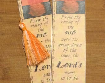 Bible Verse Bookmark - Psalm 113:3 - handmade WITHOUT tassel (stock #10) from the rising of the sun