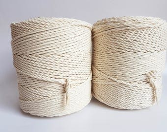 Macrame cord 4mm cotton rope. 3 kg twisted cotton rope. About 560 m macrame rope cotton. Cotton cord macrame