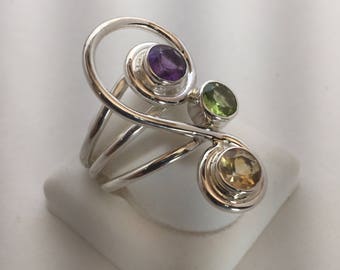 Sterling Silver Multicolor Musical Note Ring.