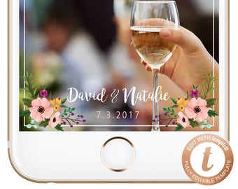 INSTANT DOWNLOAD Snapchat Filter Wedding, Snapchat Geofilter, Wedding Geofilter, Snapchat Wedding Filter, Floral Geofilter, WD02