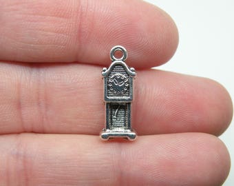 8 Silver Tone Grandfather Clock Charms. B-025