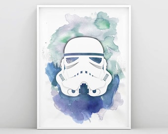 Stormtrooper Wall Art, Storm trooper Star Wars Poster, Watercolor Star Wars Print, Printable Stormtrooper, Star Wars Art, Nursery Print