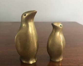 Vintage Brass Penguins (Pair) mid century