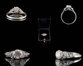 Antique Platinum 1.36ct Diamond Engagement Ring