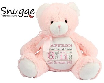 personalised baby girl teddy