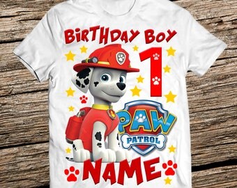 Paw patrol Marshall birthday shirt, Personalized paw patrol birthday shirt,Birthday Boy shirt, Birthday shirts boy, Paw patrol birthday boy