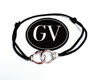 Bracelet cuff in 925 Silver on silk cord and adjustable for men and women