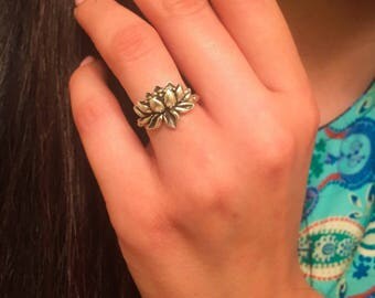 Lotus Ring-Sterling Silver Lotus Ring-Lotus Flower Ring-New Beginnings Ring-Lotus Jewelry-Yoga Ring-Promise Ring-Hope Jewelry-Birthday Ring