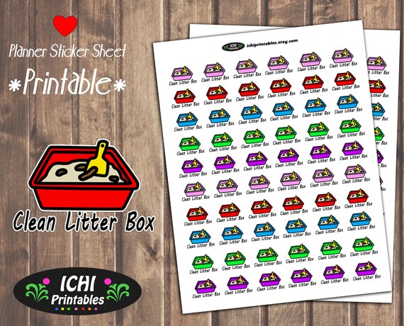 Clean Litter Box Planner Stickers Printable Clean Cat Poop