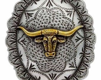 Oval longhorn concho 1 1/4 by 1 1/2