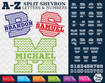 Chevron Monogram Font Svg Chevron College Split Svg Sport Letters Split Svg University Font Svg School Font Svg Silhouette Cricut Svg Dxf