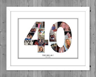 40th birthday photo gift, 40th birthday inside number photo collage , 40th birthday gift ideas, 40th birthay collage