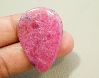 40%OFF Natural Pink oRhodonite Cabochon Loose Gemstone 27x40 MM Approx Pear Shape 61.00 Cts For Making Jewelry