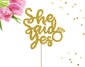 She Said Yes Cake Topper, Engagement Cake Topper, Engagement Party, Bridal Shower Cake, Bridal Shower, Bachelorette Party, We're Engaged