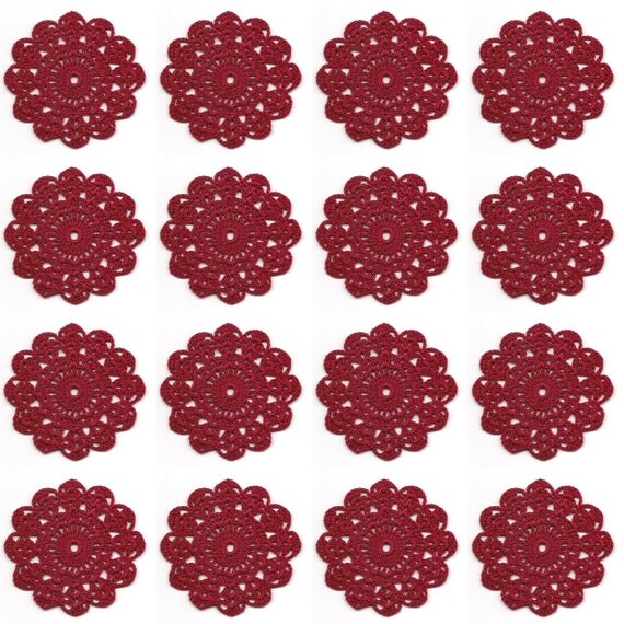 Set Of 16 Crocheted Doilies Crochet Medallions Assortment Mini Doily Boho Crafts Flower Dream Catcher Decorative 