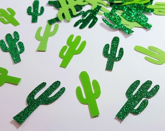 50 pcs Green Glitter Cactus Confetti / Fiesta / Taco Party / Cinco de Mayo / Cactus Decor / Mexican Party / Fiesta Party Decorations