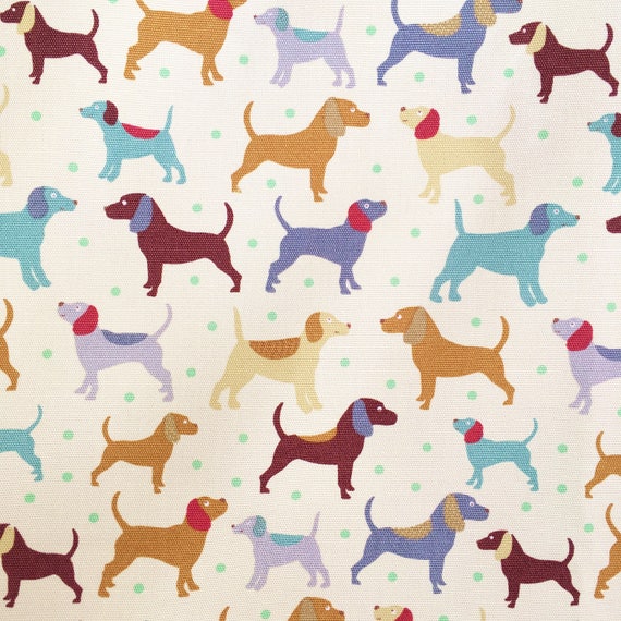 Dogs fabric Dogs & Pups fabric upholstery cotton duck