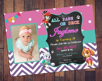 Paw Patrol Birthday Invitation.Paw Patrol Invitation.Paw Patrol.Photo Invitation.Invitations.Paw Patrol Party.DIY.Paw Patrol Birthday Theme.