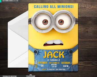 Minion Birthday Invitation, Despicable Me Invitation, Minion Card Printable, Minions Birthday Party, Minions Printable.