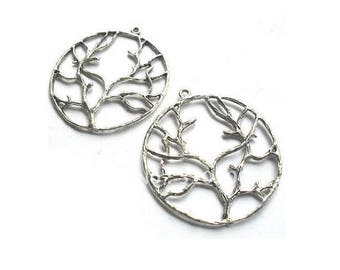 SET of 5 charm tree of life branch (Z17) silver color
