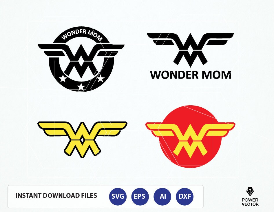 Download Wonder Mom iron on Designs. Cameo Superhero Cutting File.