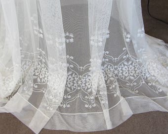 Vintage 60s – 70s 2 Panels approx. 82”lg x 34 Ft Wide and 13 Ft Wide White Sheer Curtains