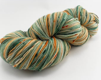 Hand Dyed Sock Yarn MCN Speckled Pumpkin Sage Handdyed hand-dyed