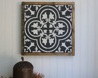 spanish tile | framed wood sign | rustic home decor