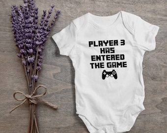 Player 3 has entered the game,playstation,funny baby bodysuit,one piece,humor,new born,cute,burp,outfit,game onesies,baby shower gift,cute