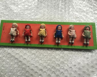 Antique Hertwig & Co. Pattern Card with Miniature Bisque Dolls