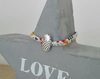 Cord bracelet Liberty of London "Phoebe M" to "pineapple" Silver charm