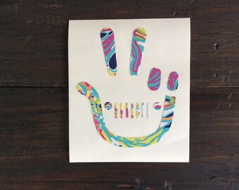 Lilly Jeep Decal, Jeep Peace Decal, Jeep Wave Decal, Preppy Jeep Decal, Jeep Sticker, Yeti Decal for Woman, Decal for Tumblers, Yeti Decal