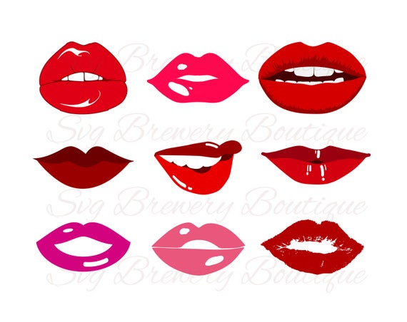 Download Lips kiss SVG layered PNG DXF for cricut silhouette