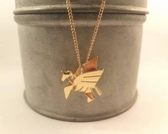 Origami Unicorn, unicorn necklace, origami pegasus necklace, geometric jewellery, minimalist jewellery, origami animal, flying horse jewelry