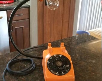 Orange Vintage Rotary Phone Lamp