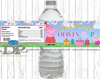 10 Oink Oink Peppa Pig Birthday Party Water Bottle Labels - Peppa Pig Party ANY AGE