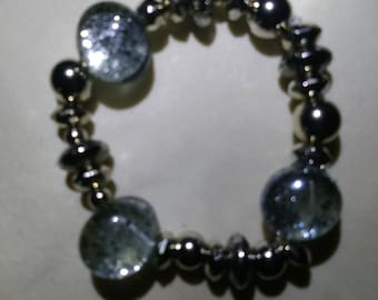 Silver/glass bead handmade bracelet.