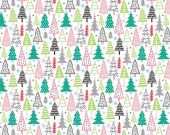 Christmas Trees Bandana Bib, Burpcloth, Teething Toy. Organic Xmas Baby Gifts. Baby Gift Xmas Tree Pattern. Green and Red Christmas Tree Bib