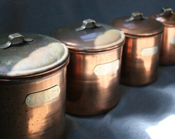 Vintage Nesting Copper Canisters - Set of Four (4)