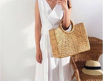 Summer straw bag - rectangle